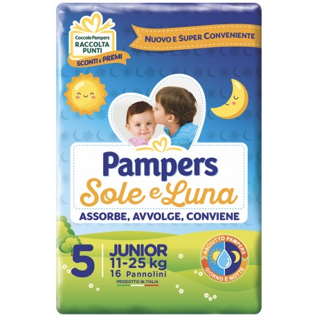 PAMPERS SOLE/LUNA TG.5 PANNOLINO JUNIOR 11/25 KG 16 PZ